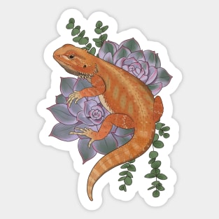 Bearded Dragon with Succulents Sticker